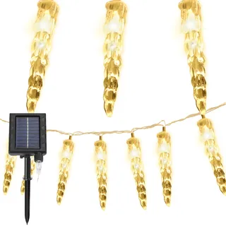 TolleTour 10M 80 LED Solar Lichterkette Eiszapfen Außen Innen 8 Modi IP44 Party Garten Lichtervorhang Fenster Weihnachten Eisregen Beleuchtung Deko Wa - Weiß