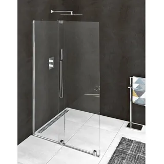 Polysan ROLLS Walk-In Duschtür 1400 mm, Höhe 2000 mm, Klarglas - Transparent, Silber