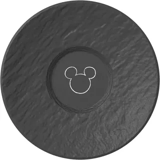 Villeroy & Boch Manufacture Rock – Mickey Mouse – Espresso-Untertasse, schwarz, spülmaschinenfest & mikrowellensicher, charakteristische Schieferoptik mit Disney Mickey Mouse Kreidedekor