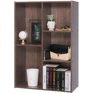 Iris Ohyama Bücherregal, 5 Etagen, 60cm breit, Braun, Vielseitig, Modular, Offenes Regal, Für Wohnzimmer, Büro, Schlafzimmer, Platzsparend, Bücher, CD, Dekor, Einfacher Aufbau, CX-23C