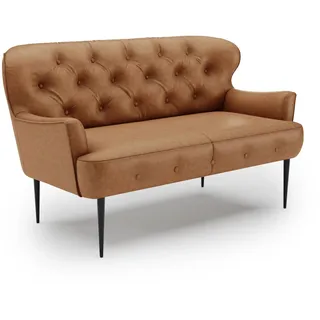 CAVADORE 2-Sitzer Küchensofa Amba, Trendige Sitzbank für Küche oder Esszimmer / 153 x 97 x 87 / Hochwertiges Mikrofaser: Rot-Braun