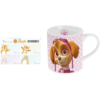 Paw Patrol , Porzellan , Skye & Everest Kinder-Becher Tasse im Geschenkkarton mit Namensaufkleber