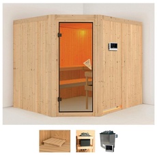 Bild von Sauna »Marit«, (Set), 9-kW-Ofen mit externer Steuerung beige