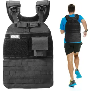 Vevor Gewichtsweste 18,14 kg, verstellbare Gewichtsjacke für Männer und Frauen, Trainingsgerät für Kraft- und Ausdauertraining Laufen Joggen Gehen Fitness Gewichtsverlust Schwarz
