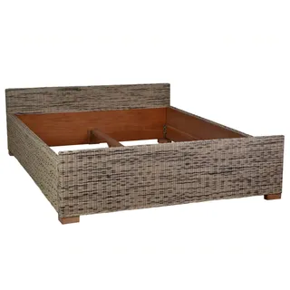 Rattanbett 200x200cm 'Luna' Massivholz, Rattan Mango