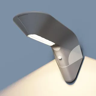 ACMHNC Solar Wandleuchte Aussen mit Bewegungsmelder, IP65 Wasserdichte Solar Aussenleuchte aus Aluminium, 3000mAh Akku bis zu 12h Laufzeit, Solarlampe für Außen Wand Garten Haustür Garage Balkon, Grau