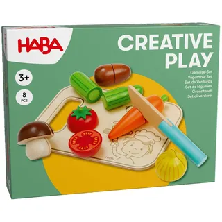 HABA Creative Play Gemüse-Spielset – Holz-Gemüse für Kinder – Ideal für Spielküche und Kaufladen – Kreatives Rollenspiel-Zubehör und Montessori Lernspielzeug – Ab 3 Jahren – 2012076001