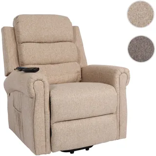 Mendler Fernsehsessel HWC-K63 Polyester 83 x 144 x 83 cm Beige/Braun mit Liegefunktion/Massagefunktion