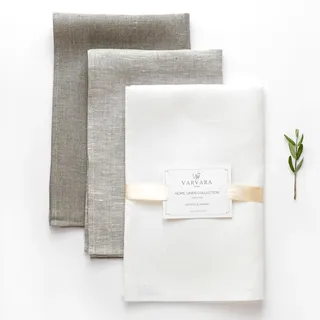 Varvara Home 9 Geschirrtücher Leinen - Leinentücher Küche 9-er Pack - Leinen Küchentücher Geschirrtuch Leinentuch Geschirrhandtuch 9-er Weiss/Natur