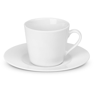 Gerlach Modern Tassen-Set Mit Untertassen 12-Teilig Kaffeetassen 6 Stk Kaffeetasse Teetasse Aus Porzellan Kaffeeservice Für 6 Personen Kaffeebecher Weiss 200ml, Elfenbeinfarbe