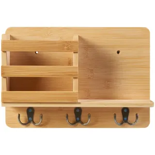 [en.casa] Wandregal Giske , Holz, Metall , Bambus , 33x22x8 cm , Wohnzimmer, Regale, Wandregale