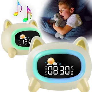 Wecker Nachttischlampe LED bunte Lampe für Kinder Baby Hund - Weiß