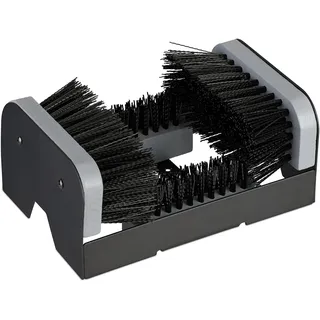 Relaxdays Schuhabstreifer mit Rundum-Bürsten, Fußabtreter Außenbereich, robuste Borsten, Bodenbefestigung, schwarz/grau