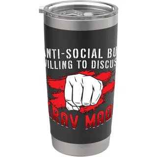 Asozial, aber bereit, den militärischen Kampf zu verteidigen Krav Maga Doppelwandiger Edelstahl-Thermobecher