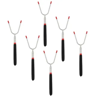 Hsthe Sea Grillspieße Edelstahl, 6 Stück Grillgabel ausziehbar BBQ Gabeln mit Bürste Grillstäbe Marshmallow Bräter Lagerfeuer Camping-Sticks 85cm extra Lange für Corn,Hot Dogs,Kebab,Rindfleischspieß