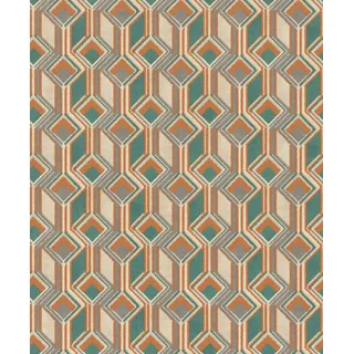 Rasch Vliestapete Orange Beige Petrol Grafisch Rauten Quadrate 746525