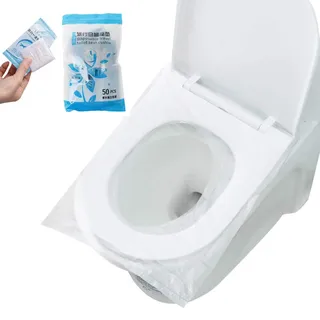 Surplex 50 Stück Reise Wasserdichte Disposable Toilet Seat Cover, WC Sitzschutz Sitzauflagen Kunststoff Klo Auflage, Antibakteriell, Unabhängige Verpackung für Hotel Outdoor Reisen Universal
