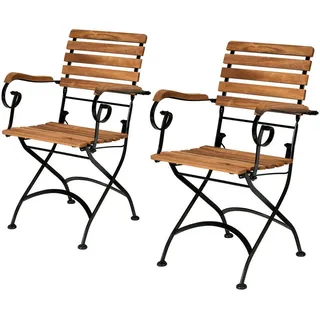 Butlers Gartenstuhl (2er Set) Parklife , Schwarz , Holz, Metall , 53x88x57 cm , Gartenmöbel, Gartensessel, Gartenstühle