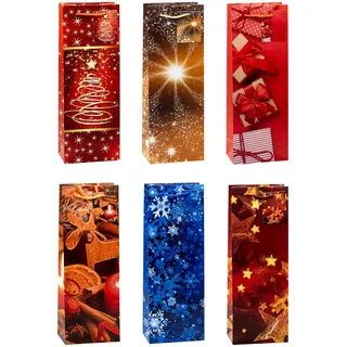 TSI 12 TSI Geschenktüten für Flaschen Weihnachten Serie 8 Motiv sortiert 12,0 x 36,0 cm