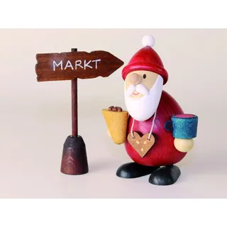 Kunsthandwerk Ullrich Weihnachtsmann Weihnachtsmarktbummler HxB 9,5x6,5cm NEU Erzgebirge Weihnachtsfigur Holzfigur