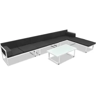vidaXL 5-tlg. Garten-Lounge-Set Textilene Aluminium Schwarz - Schwarz