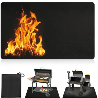Feuerfeste Unterlage, 122x180 cm Faltbare Feuerschutzmatte Grill, Grillunterlage Bodenschutzmatte, 3 Schicht Feuerschutzmatte Grillmatte Bodenschutz für BBQ Grills, Boden, Rasen, Camping