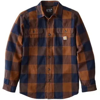 CARHARTT Heavyweight Flannel Plaid, Hemd - Braun/Dunkelblau (Rdk) - XL