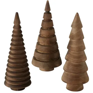 BOLTZE 3tlg. Holzbaum Pinewood braun aus Kiefernholz Dekotanne Tannenbaum (3 Motive)