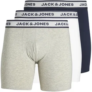 JACK & JONES JACSOLID Boxershorts Light Grey Melange / Navy Blazer M 3er Pack