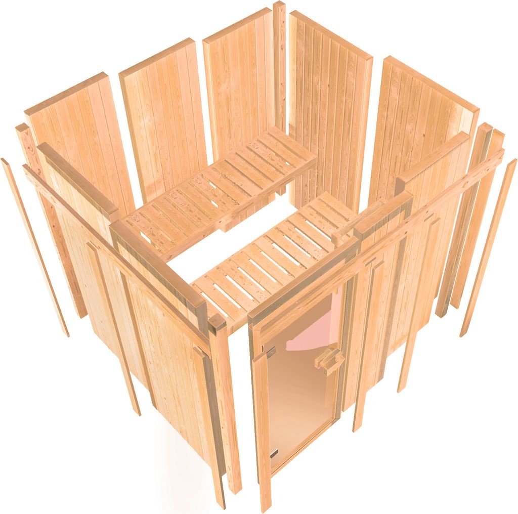Bild von Sauna Silva, Bio-Ofen externe Steuerung easy Holztür, LED-Dachkranz