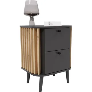 xonox.home Nachtschrank Pure 45 x 60 x 30 cm Grau/Eiche