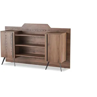 Aktenschrank Sideboard Regale Stauraum Braun Einfarbig Modern Design - Blau