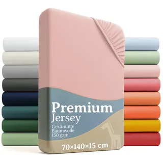 Laleni Premium Spannbettlaken 70x140x15 cm Babybett 2er Set | Oeko-TEX zertifiziertes Bettlaken 70x140 Kinderbett | Kinderbettwäsche 70x140 100% Baumwolle | Spannbettlaken 70x140 cm Baby in Rosa