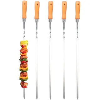 ZMC Schaschlikspieße 55cm Edelstahl – Grillspieße Holzgriff 1cm breit rostfrei