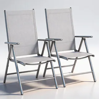 IDEALHOUSE 2er Set Klappbare Gartenstühle, Hochlehner Klappbar 8-Fach 150kg | 8-Fach Verstellbar Mit Liegefunktion, Textilene-Mesh, hochlehner klappstuhl für Garten, Balkon, Terrasse und Camping