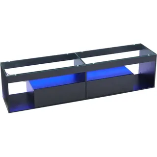 Merax TV Lowboard LED Hochglanz 2 Schubladen Für 70 Zoll TV Schwarz