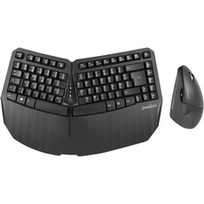 Perixx PERIDUO-813 - Ergonomische Kabellose Tastatur und Vertikale Maus, Kompakt, Handgelenkauflage, Multiverbindung, Schwarz - QWERTZ