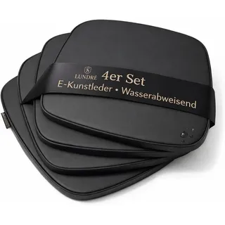 SILUK Sitzkissen 4er Set – Wasserdicht, Dick, Abnehmbarer Bezug mit Reißverschluss, Outdoor & Indoor Stuhlkissen, waschbar (Kunstleder)