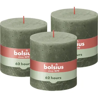 Bolsius Rustik Stumpenkerze 10 x 10 cm schwarz 3 St.