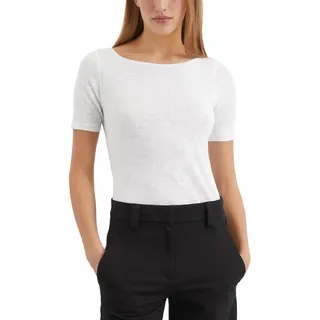 Marc O'Polo Damen T-Shirt aus Bio-Baumwolle mit U-Boot-Ausschnitt, Weiß (White), XL