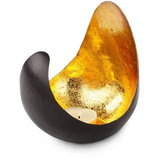 Rominox Teelichthalter RX2207 Kalina – Kerzenschale für goldene Lichteffekte mit Goldfolienauskleidung, Weihnachten, Grillpartys, Valentinstag, Muttertag; Maße: ca. 12 x 12 x 13.7 cm