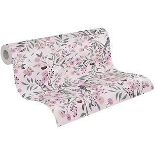 A.S. Création Kinderzimmer-Tapete Lilly & Luis - Strapazierfähige Vliestapete in Blümchen-Optik - 10,05 m x 0,53 m - Bunt, Rosa, Lila - Made in Germany – 771361