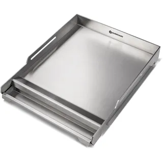 BURNHARD® Premium Plancha Grillplatte Edelstahl für Gasgrill GRANT | massive 4 mm Grillfläche, hoher Rand & Fettauffangschale, spülmaschinenfest