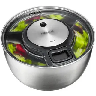 Gefu Salatschleuder , Schwarz, Edelstahlfarben , Metall, Kunststoff , 5 l , 14 cm , Küchenzubehör, Küchenhelfer, Salatschleudern