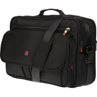 XXL Umhängetasche Flugbegleiter Herren Tasche Messenger Arbeitstasche DIN A4 17 Zoll Laptoptasche - Schwarz