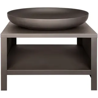 Esschert Design Esschert Feuerschale mit Holzlagerung 80 cm Schwarz - Silber