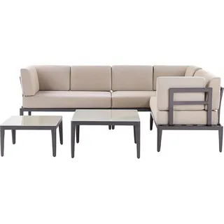 Beliani Lounge Set 6-tlg. Grau/Beige