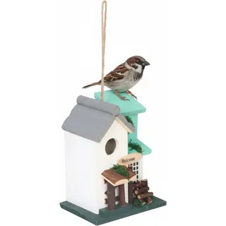 Relaxdays Vogelhaus Kiefernholz Mehrfarbig Wetterfest 23 cm x 18 cm x 13 cm
