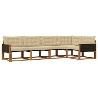 vidaXL Outdoor-Sofagarnitur mit Kissen 5 pcs Natur und Beige - Braun
