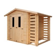 Timbela Holz-Gartenhaus mit Brennholzregal M386C 4,5 m2 ohne Boden